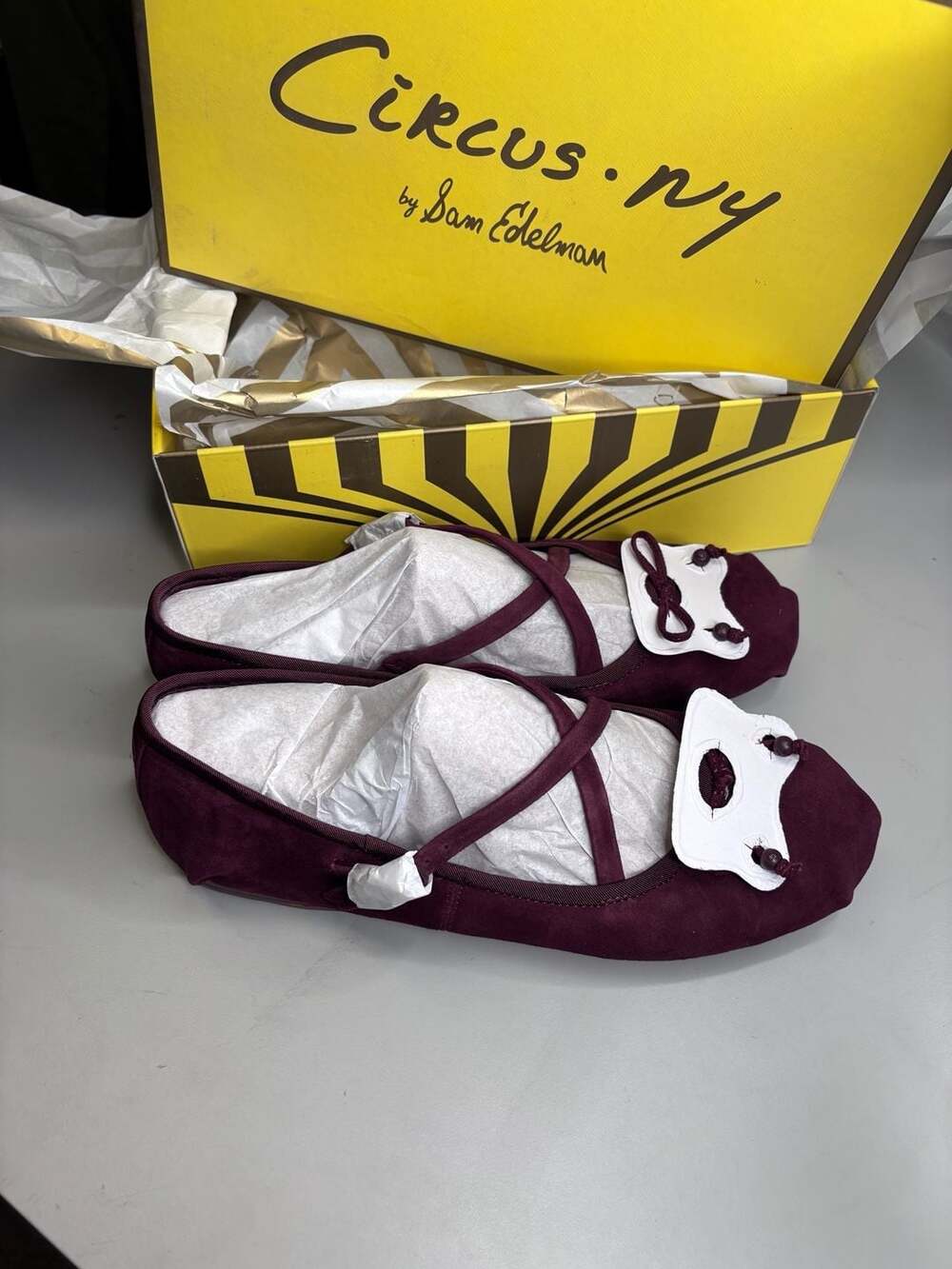 Circus NY by Sam Edelman Zuri Plum Suede Strappy Ballet Flats size10